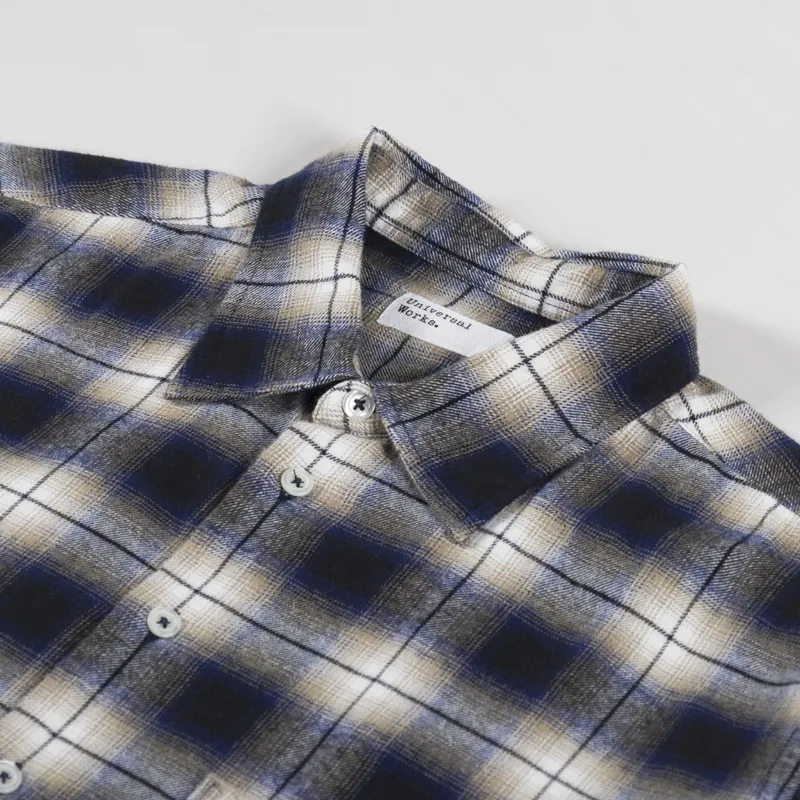 Universal Works Square Pocket Shirt Navy Wyoming Check-4