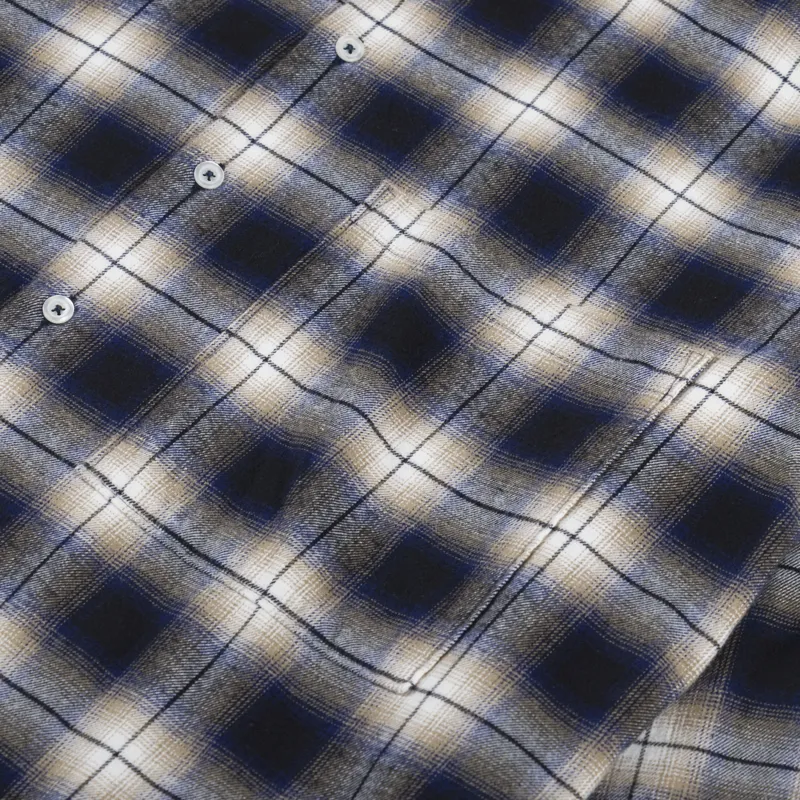 Universal Works Square Pocket Shirt Navy Wyoming Check-6