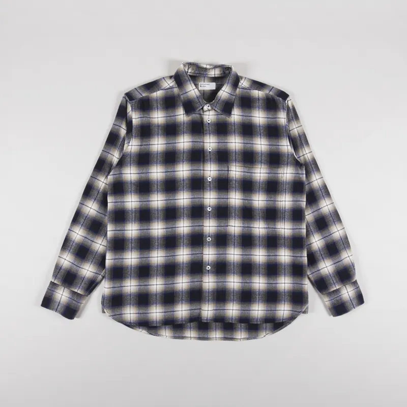 Universal Works Square Pocket Shirt Navy Wyoming Check