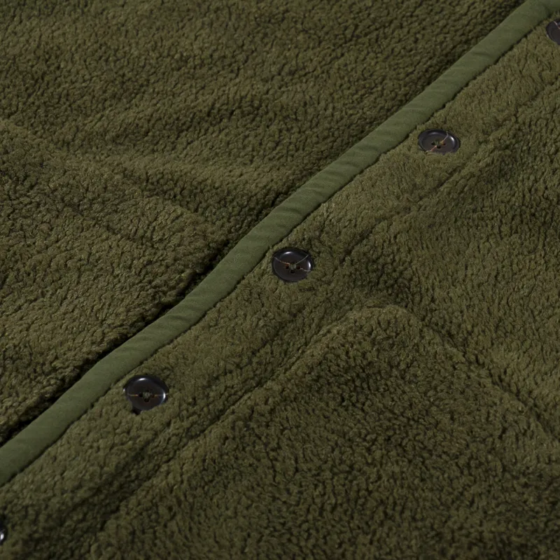 Universal Works Womens Lancaster Gilet Olive Mountain Fleece -8