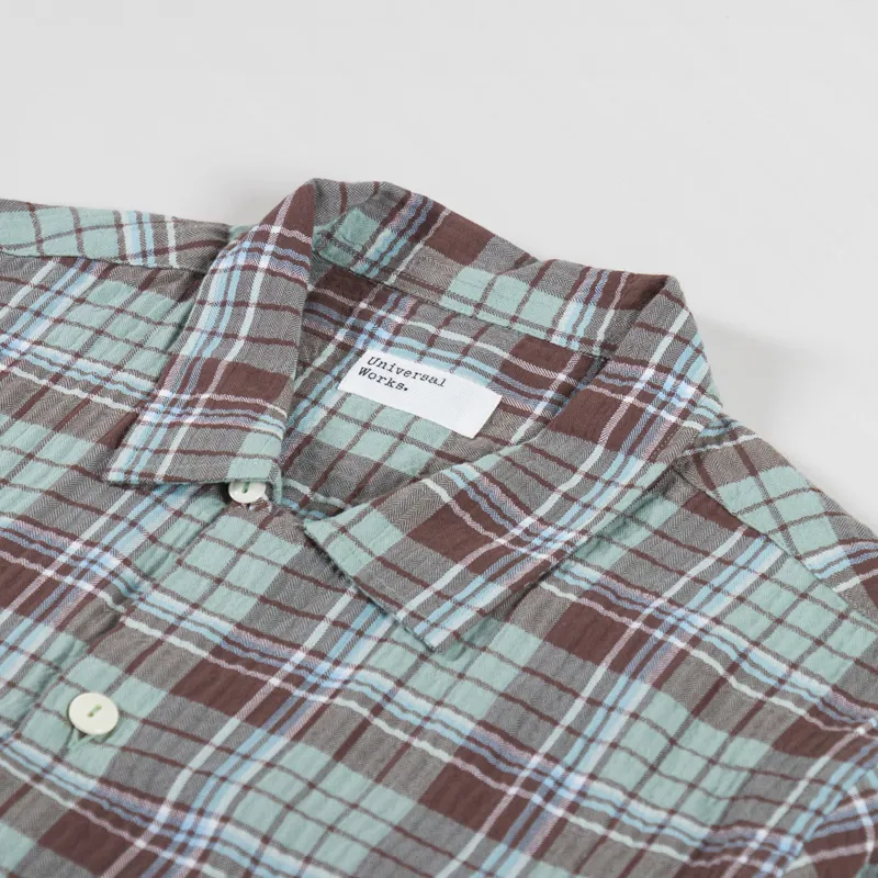 Universal Works Work Shirt Brown Pistachio Pattin Check-3