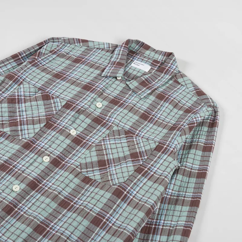 Universal Works Work Shirt Brown Pistachio Pattin Check-1