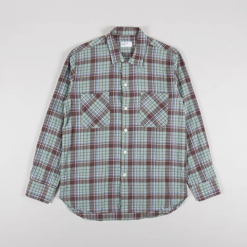 Universal Works Work Shirt Brown Pistachio Pattin Check