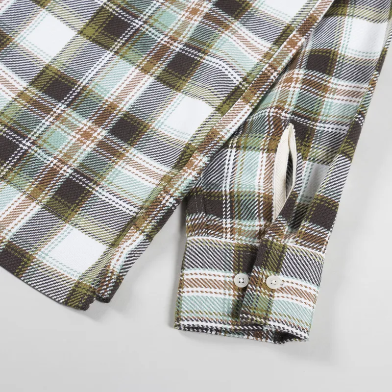 Universal Works Long Sleeve Camp Shirt Tahoe Check Pistachio-5