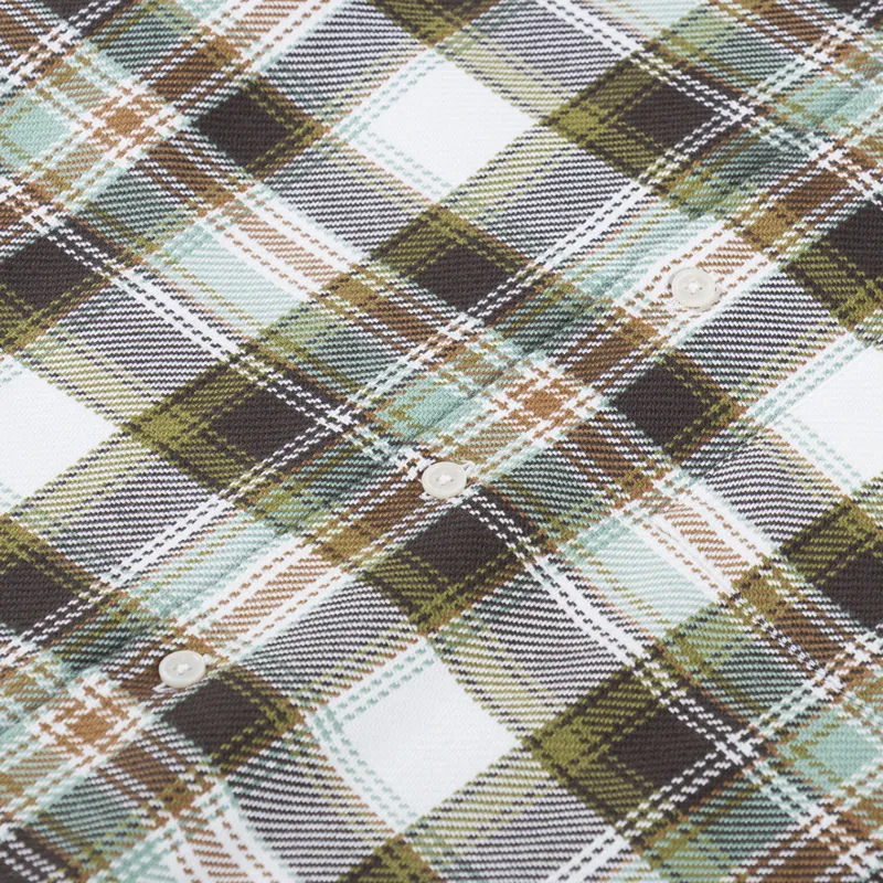 Universal Works Long Sleeve Camp Shirt Tahoe Check Pistachio-7