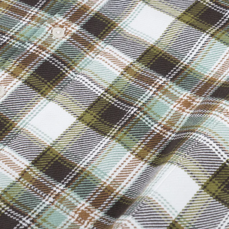 Universal Works Long Sleeve Camp Shirt Tahoe Check Pistachio-6