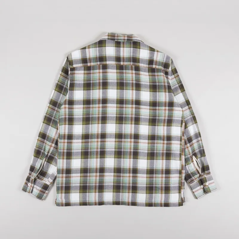 Universal Works Long Sleeve Camp Shirt Tahoe Check Pistachio-1