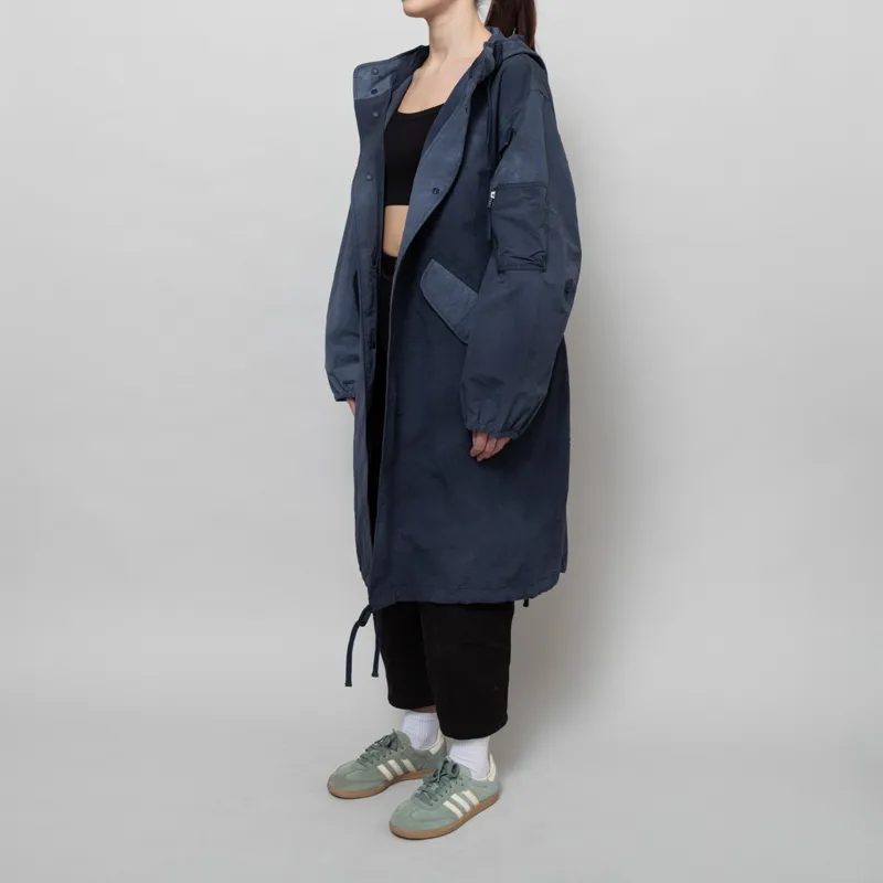 Universal Works Womens Beach Parka Navy Recycled Splash Nylon-2