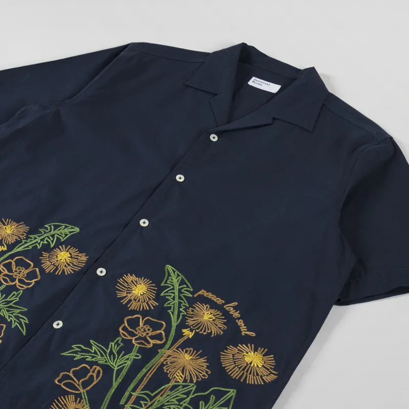 Universal Works x Flower Mountain Minari Shirt Navy Broadcloth-2