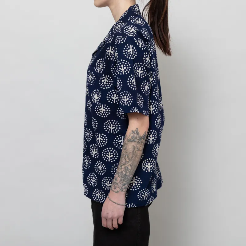 Universal Works Womens Road Shirt Navy Magic Circle Print-2