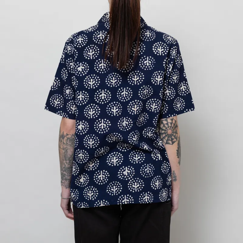Universal Works Womens Road Shirt Navy Magic Circle Print-3