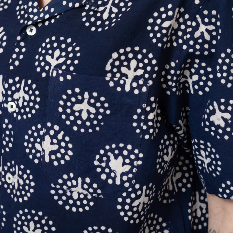 Universal Works Womens Road Shirt Navy Magic Circle Print-7