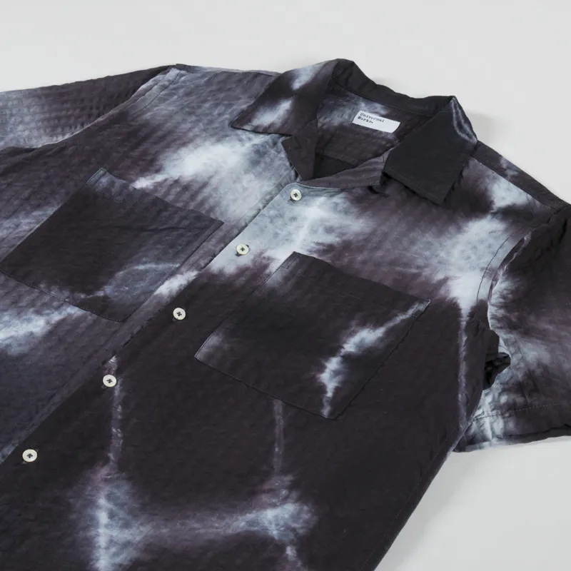 Universal Works Camper Shirt Charcoal Tie N Dye Seersucker-2