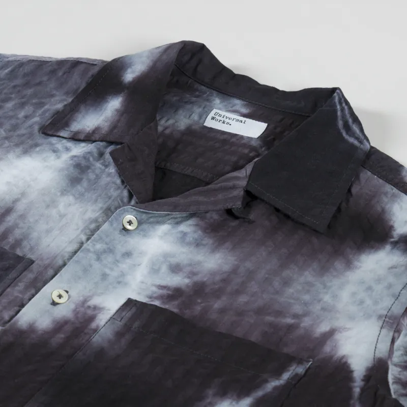 Universal Works Camper Shirt Charcoal Tie N Dye Seersucker-4