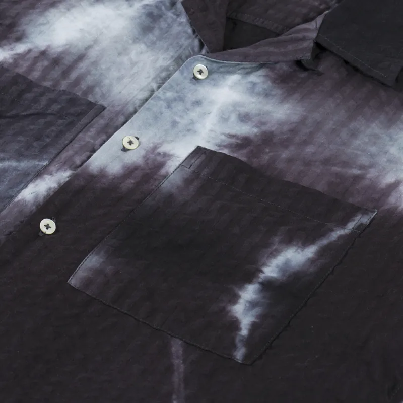 Universal Works Camper Shirt Charcoal Tie N Dye Seersucker-5