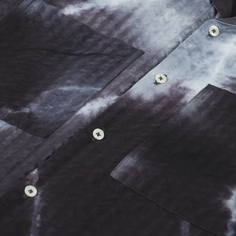 Universal Works Camper Shirt Charcoal Tie N Dye Seersucker-6