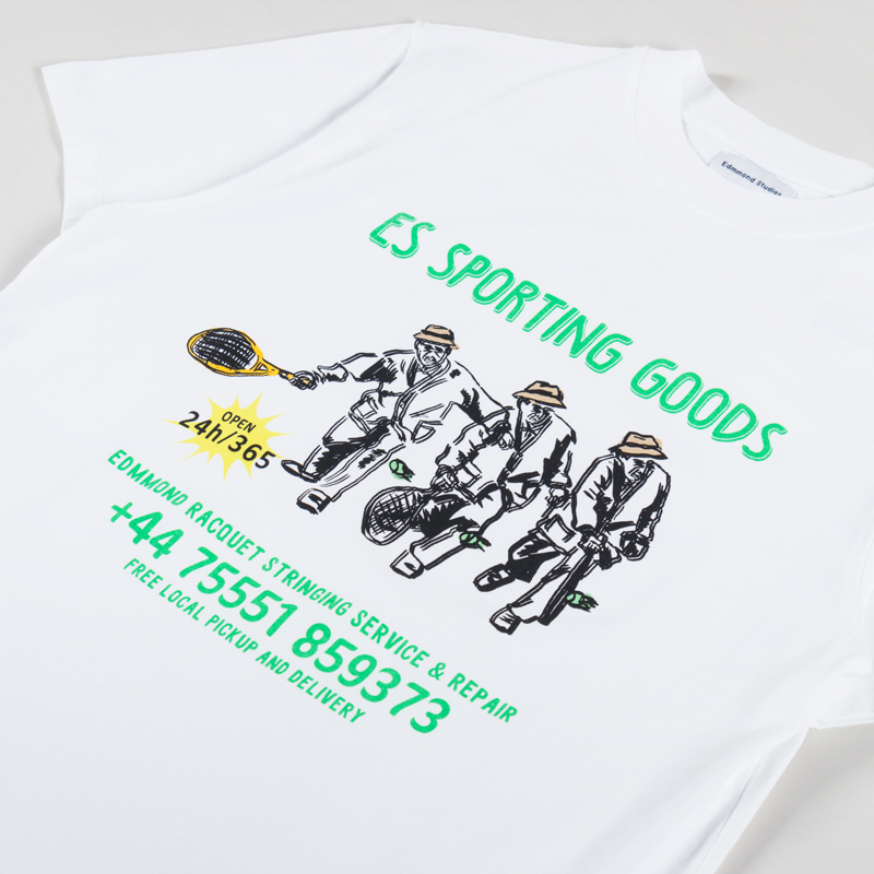 Edmmond Studios ES Sporting Goods Tennis T Shirt Plain White-2