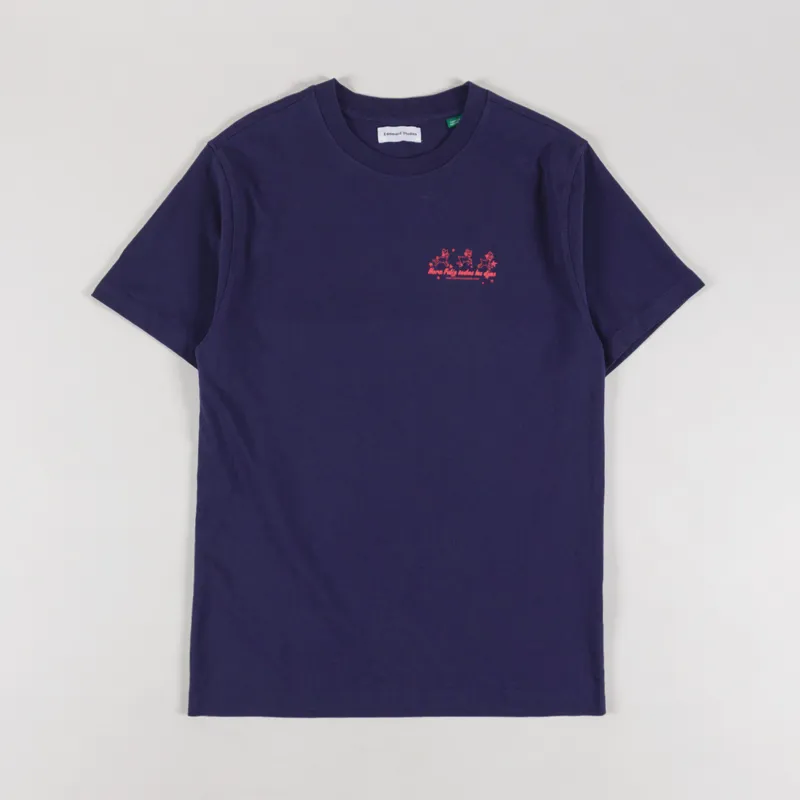 Edmmond Studios Hora Feliz Todos Los Dias T Shirt Plain Navy-1