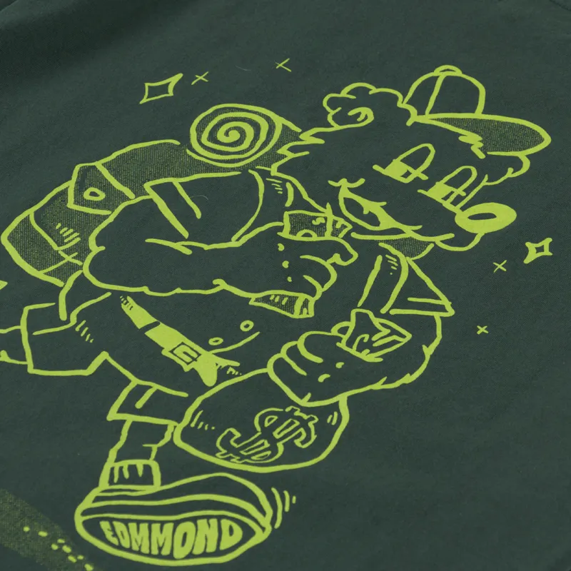 Edmmond Studios Mens Graphic Print Going Long T Shirt Dark Green