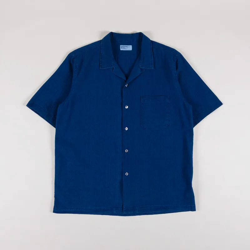 Universal Works Road Shirt Washed Indigo Seersucker