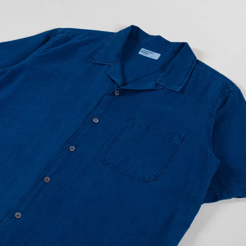 Universal Works Road Shirt Washed Indigo Seersucker-1