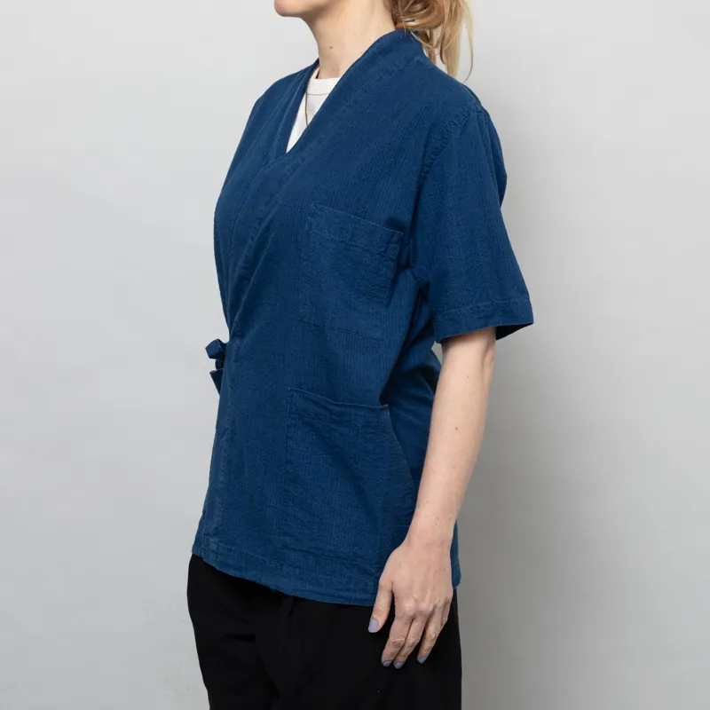 Universal Works Womens Kyoto Work Jacket Washed Indigo Seersucker-1