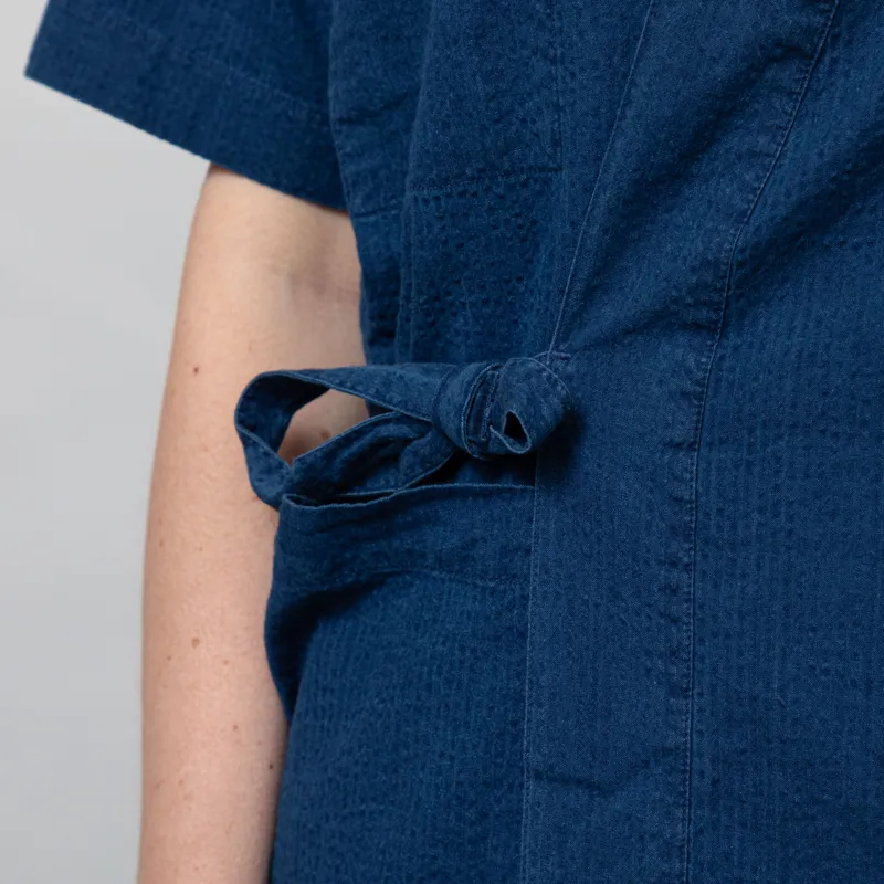 Universal Works Womens Kyoto Work Jacket Washed Indigo Seersucker