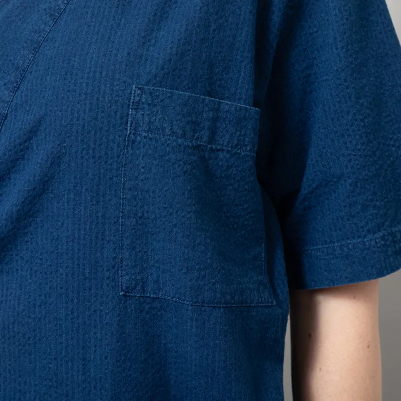 Universal Works Womens Kyoto Work Jacket Washed Indigo Seersucker-7