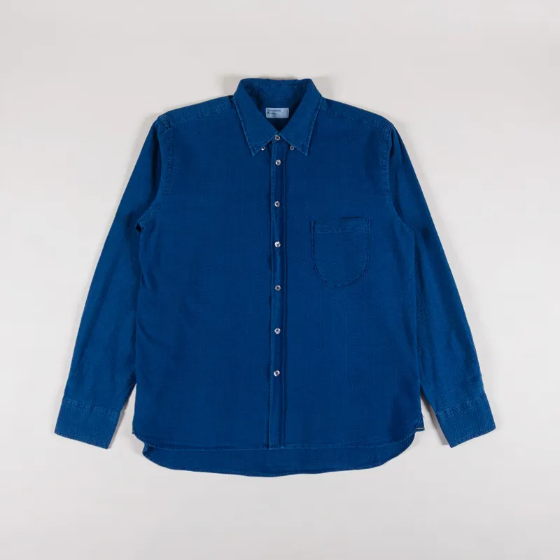 Universal Works Lazy Day Shirt Washed Indigo Seersucker