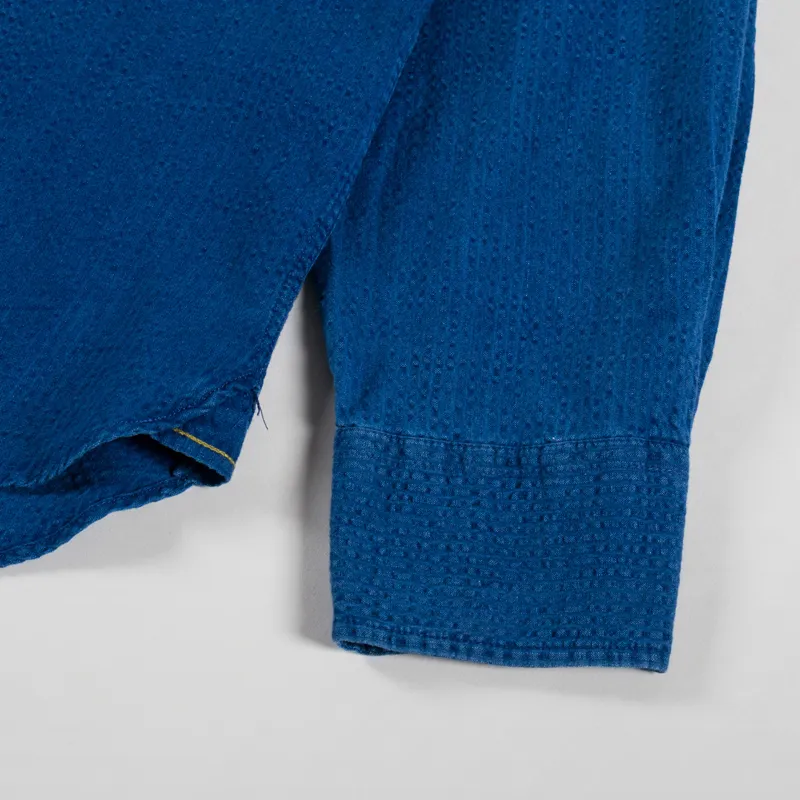 Universal Works Lazy Day Shirt Washed Indigo Seersucker-7