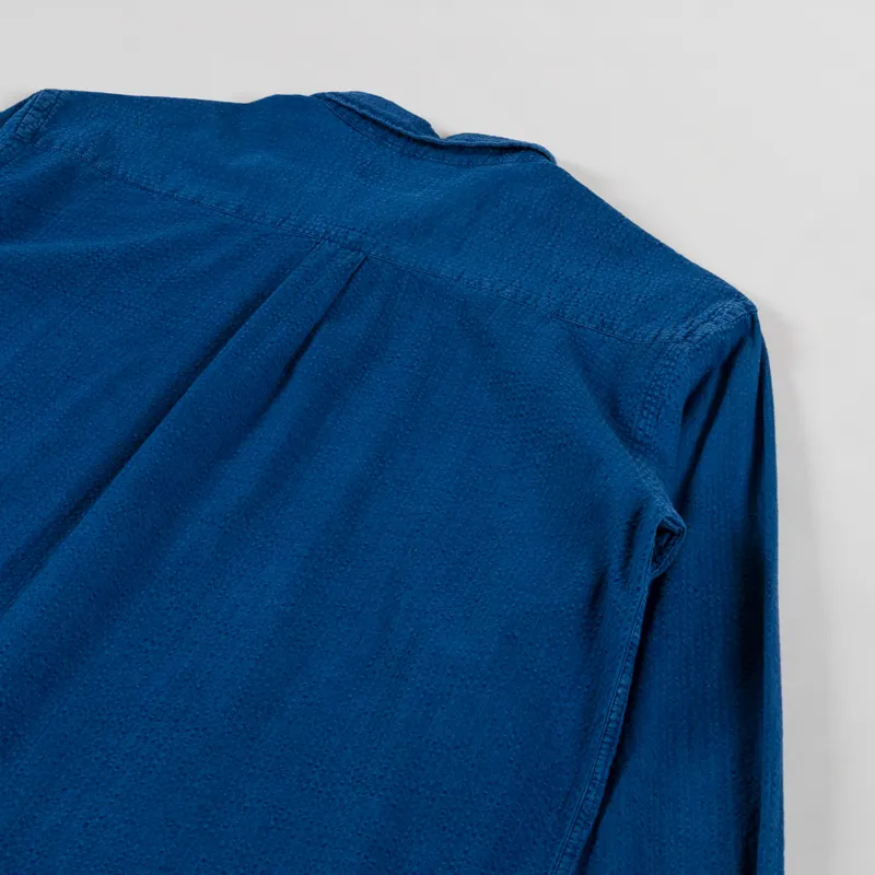 Universal Works Lazy Day Shirt Washed Indigo Seersucker-3