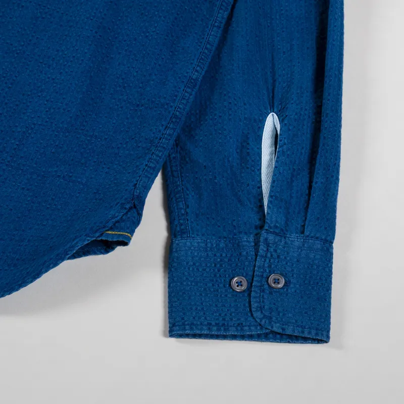 Universal Works Lazy Day Shirt Washed Indigo Seersucker-8