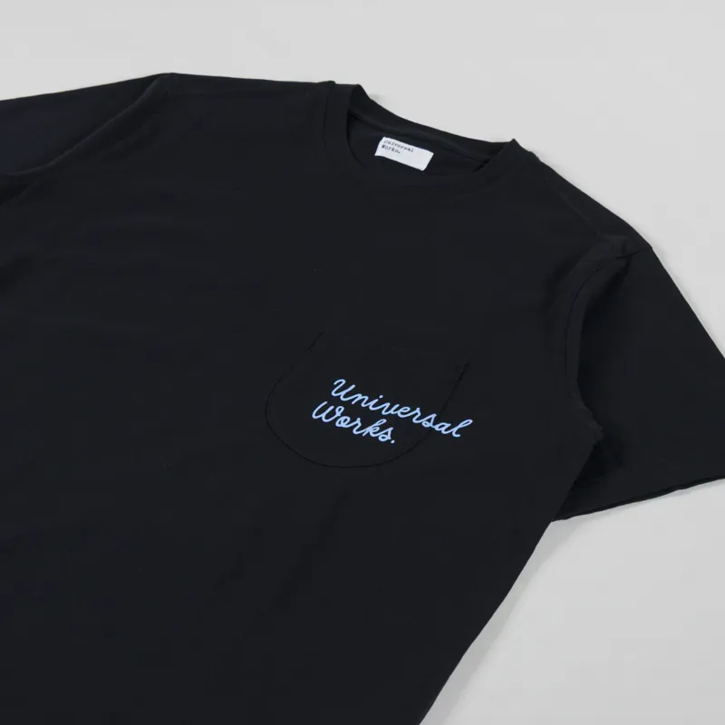 Universal Works Print Pocket T Shirt Black-1