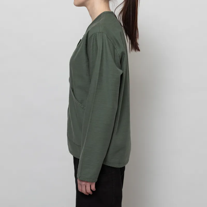 Universal Works Womens Zip Liner Jacket Olive Slub Sateen-2