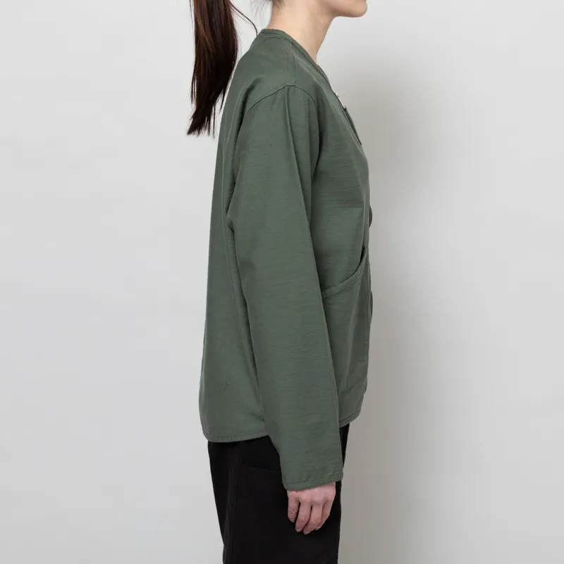 Universal Works Womens Zip Liner Jacket Olive Slub Sateen-4