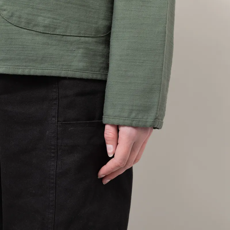 Universal Works Womens Zip Liner Jacket Olive Slub Sateen-8