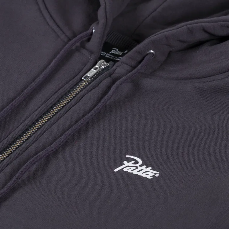 Patta Classic Zip Up Hooded Sweater Forged Iron-4