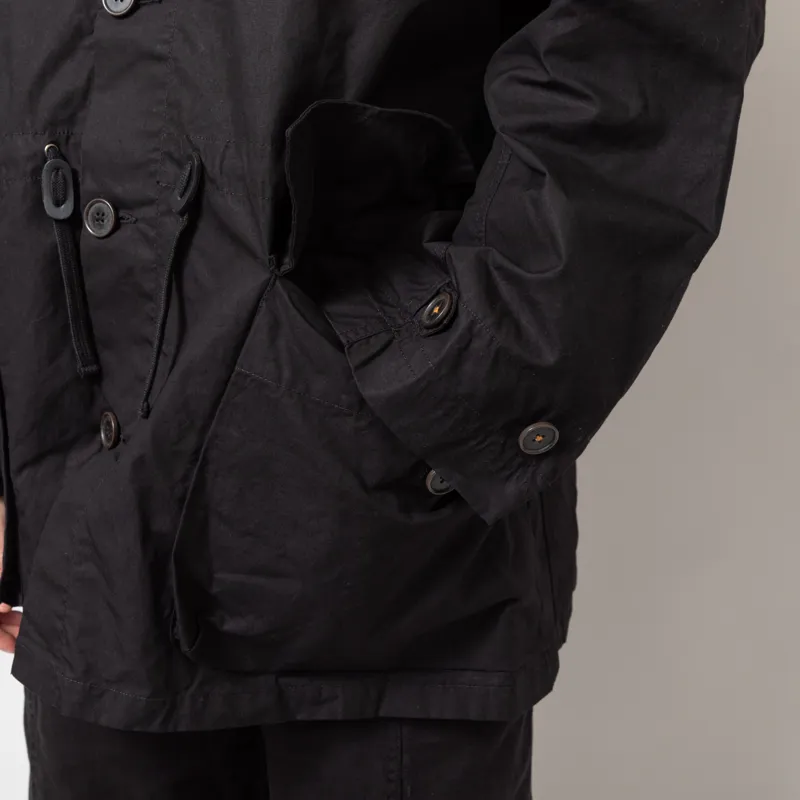 Universal Works Boston Parka Black Scottish Wax Cotton-9