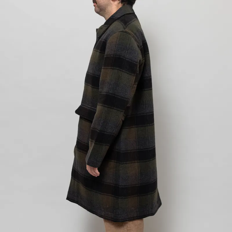 Universal Works Account Coat Black Brown Berlin Wool Check-3