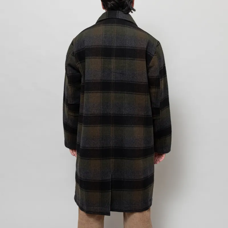 Universal Works Account Coat Black Brown Berlin Wool Check-4