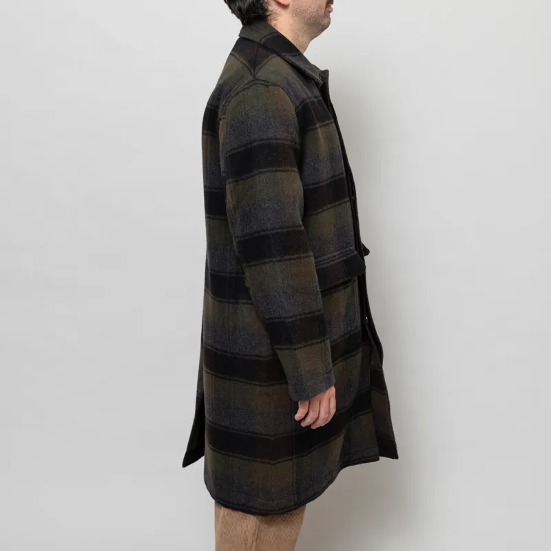 Universal Works Account Coat Black Brown Berlin Wool Check-5