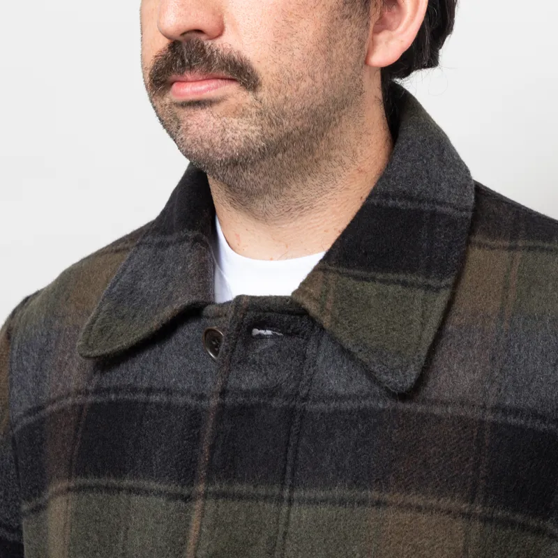 Universal Works Account Coat Black Brown Berlin Wool Check-6