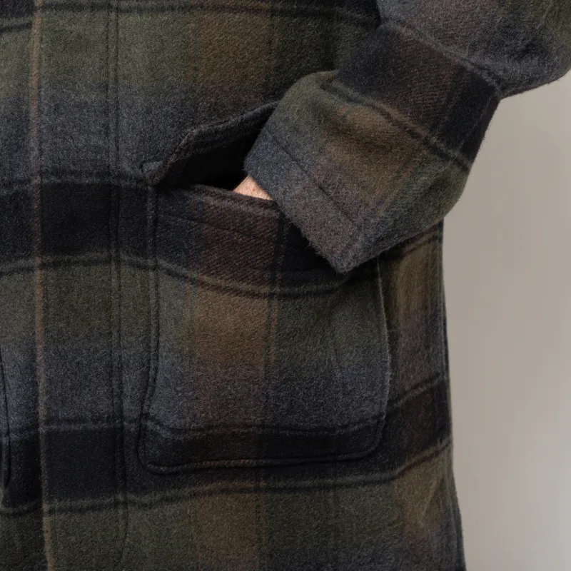 Universal Works Account Coat Black Brown Berlin Wool Check-7