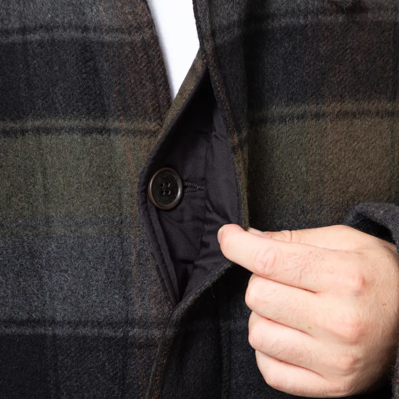 Universal Works Account Coat Black Brown Berlin Wool Check-9