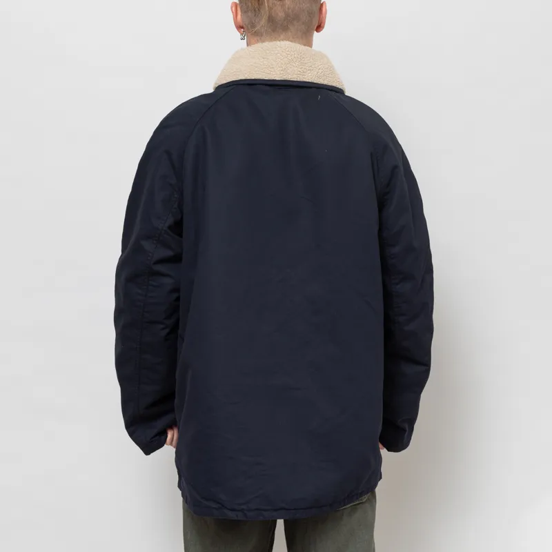 Universal Works Reversible Mackinaw Jacket Navy Brushed Polytech Sherpa-5