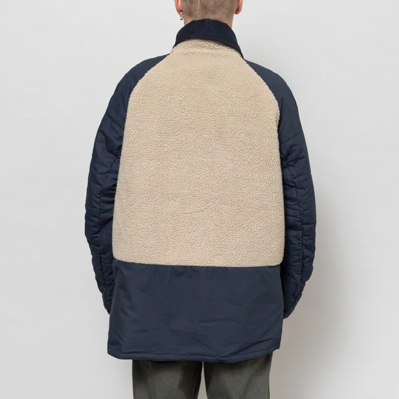 Universal Works Reversible Mackinaw Jacket Navy Brushed Polytech Sherpa-6