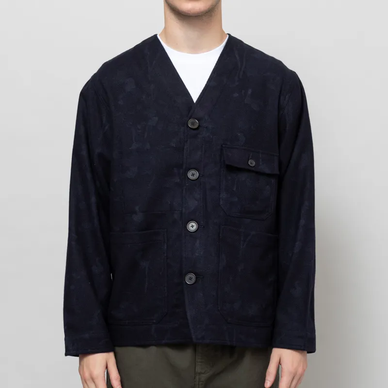 Universal Works Cabin Jacket Navy Flower Print Flannel