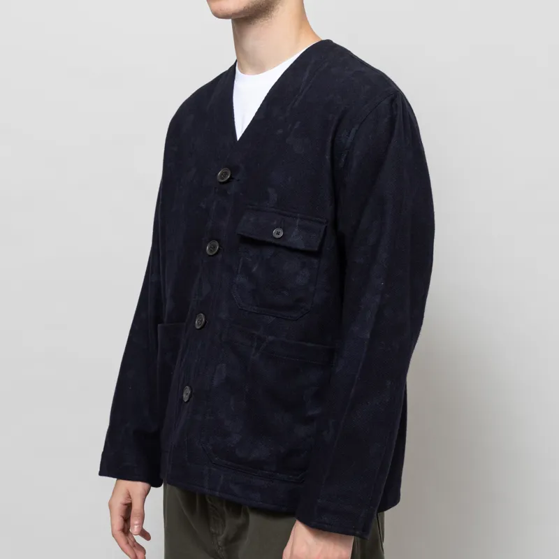 Universal Works Cabin Jacket Navy Flower Print Flannel-1