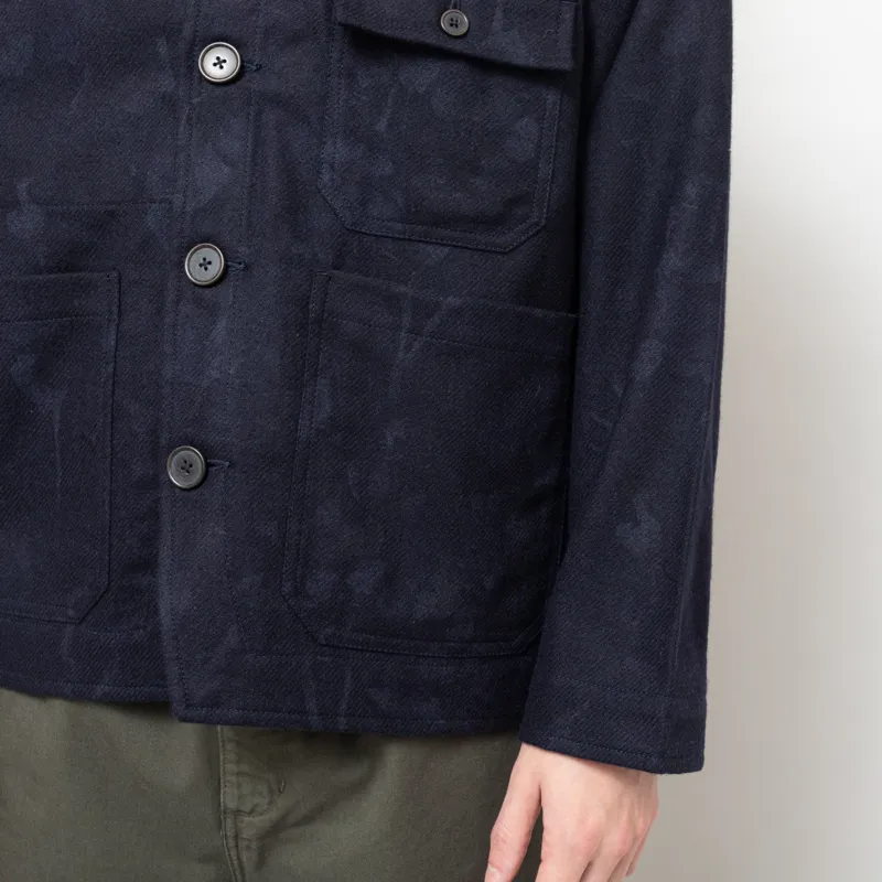 Universal Works Cabin Jacket Navy Flower Print Flannel-8