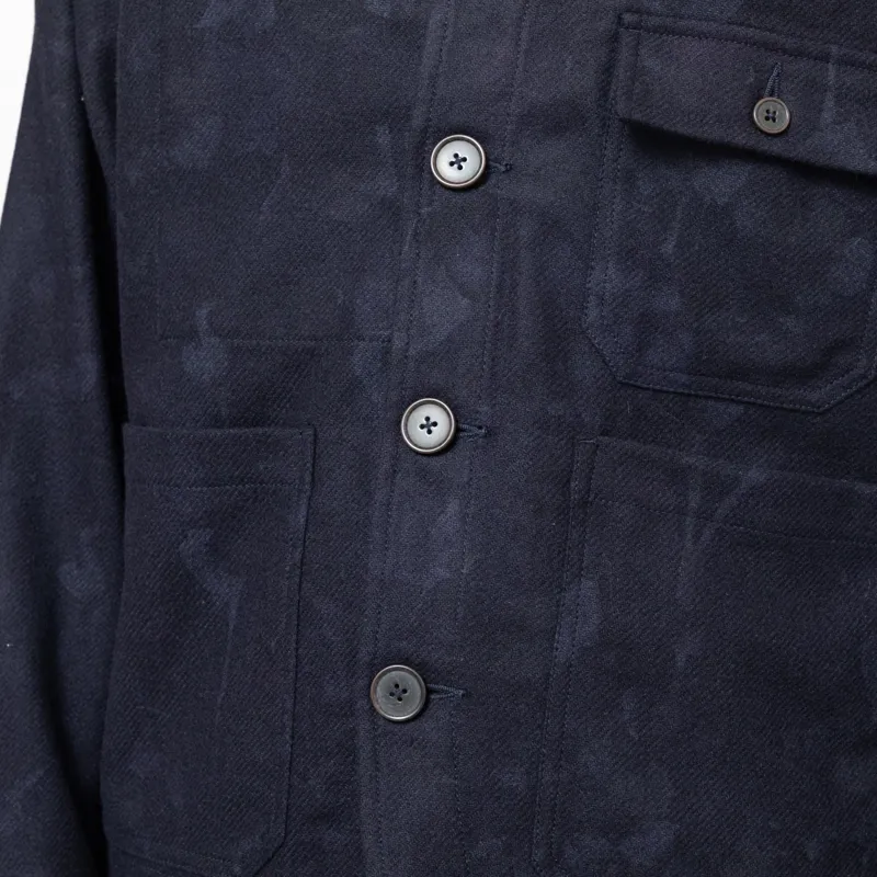 Universal Works Cabin Jacket Navy Flower Print Flannel-6